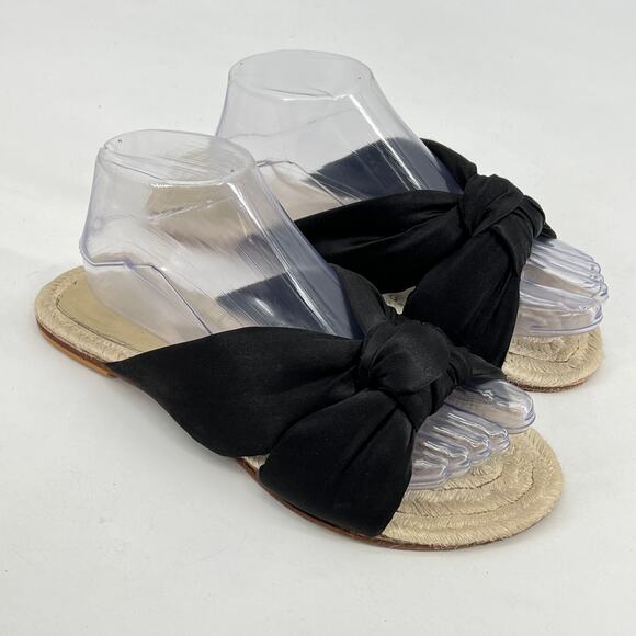 Seychelle Black Knot Flat Slip On Espadrille Sandals Women's 8.5 - Picture 1 of 10